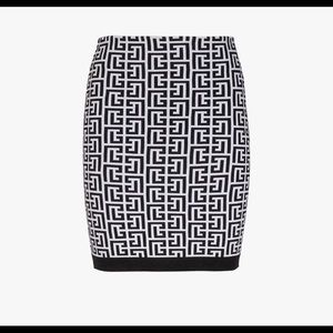 NWT sz 38 (FR) Balmain Skirt High-waisted white and black sparkly knit skirt